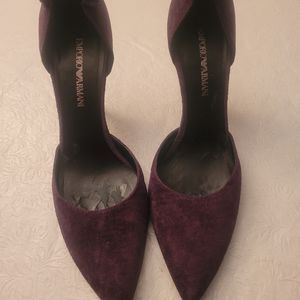 Giorgio Armani Aubergine suede pumps